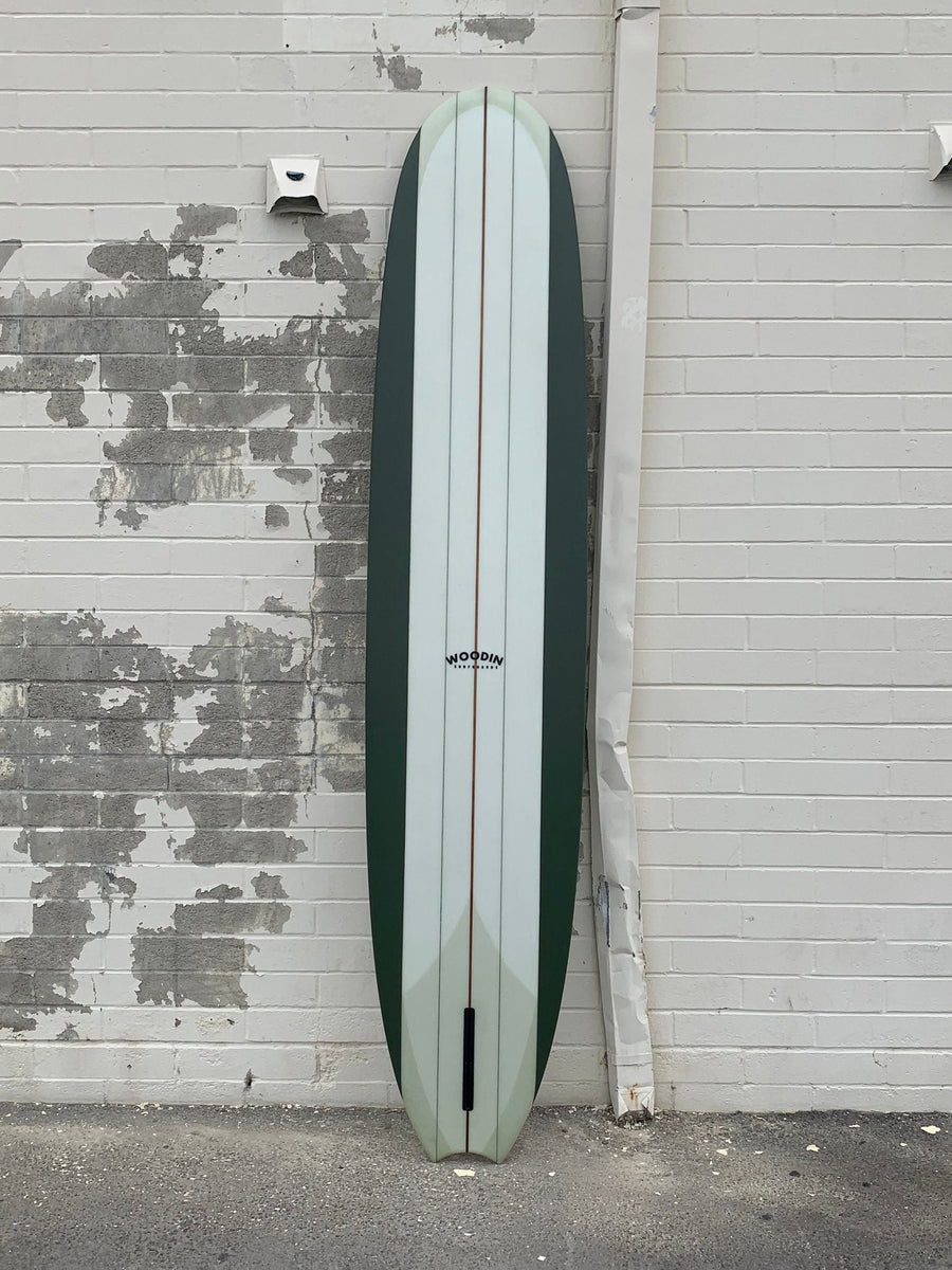 Woodin Surfboards Surfboards Woodin Surfboards | Magic Carpet 9’6” Volan with Military Green Resin Panel Longboard  - SurfBored