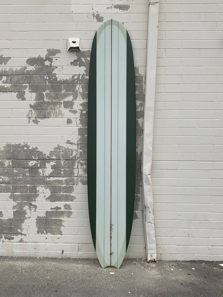 Woodin Surfboards Surfboards Woodin Surfboards | Magic Carpet 9’6” Volan with Military Green Resin Panel Longboard  - SurfBored